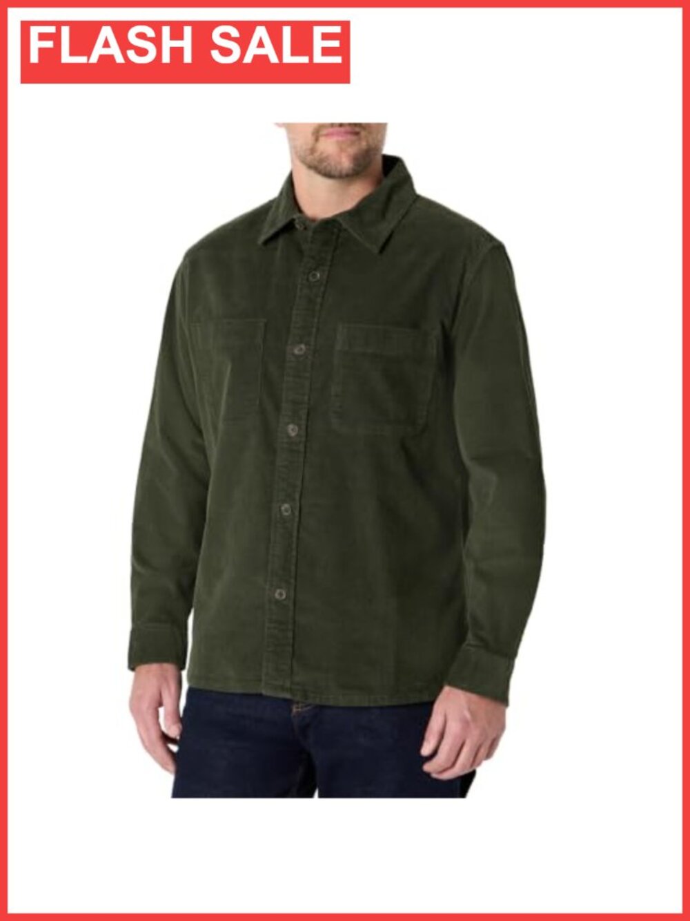 Men's Regular-Fit Stretch Corduroy Overshirt Button-Down Long Sleeve